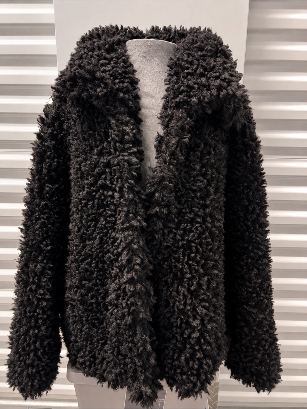 Jessica Simpson Black Shaggy Faux Fur Teddy Coat 2X Plus Size